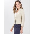 thumbnail image 4 of INSPIRE CHIC Oficina de trabajo para mujer, sin cuello, con cremallera, abrigo corto, traje, chaqueta, chaqueta cortada Beige XS, 4 of 6