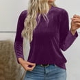 thumbnail image 6 of Mifsaly Womens Velvet Top Pullover Ribbed Business Blouses Vintage Crewneck Long Sleeve Work T-Shirts Elegant Fall Winter Pullover Shirts Ladies Fashion Workwear Purple L, 6 of 9
