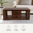 thumbnail image 4 of MINCETA Coffee Table,Modern Wooden Rectangle Coffee Tables with Storage,2 Drawer Center Table for Living Room,Walnut, 4 of 6