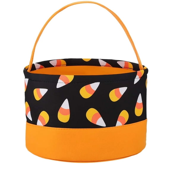 HUISZJ Halloween Bag Candy Bulk, Reusable Goody Fabric Candy Bucket with Handle, Halloween Trick or Treat Bags for Party Home Supplies (A)