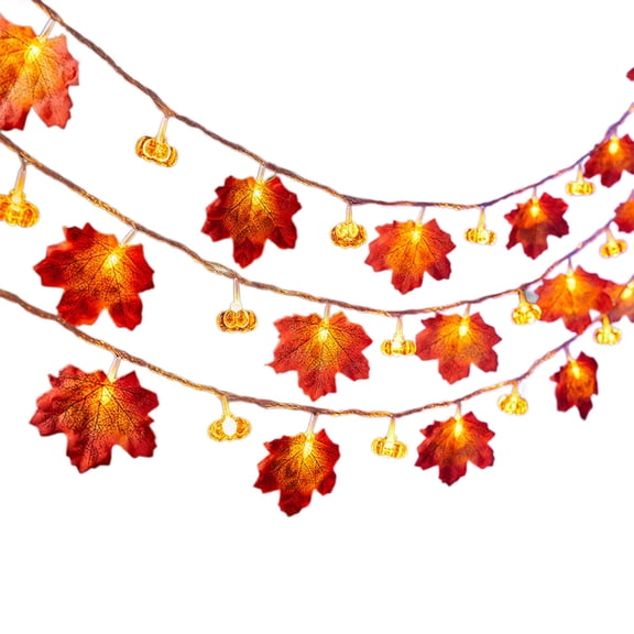 Elainilye Halloween Pumpkin String Lights, 10 Feet LED Maple Leaf and Pumpkin Lanterns, USB Powered Constant On, for Thanksgiving Fall Decor, Indoor Outdoor
