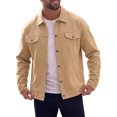 thumbnail image 5 of Men's Casual Lapel Button Long Sleeves Trucker Jacket for Everyday Wear XL Khaki, 5 of 6