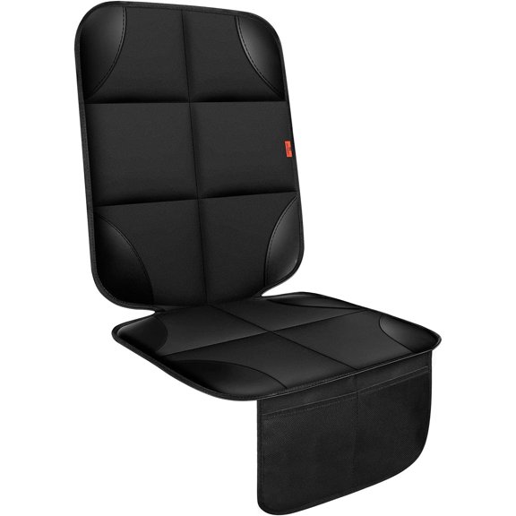 Car Seat Protector 1 Pack Car Seat Cushion Mat Thickest Padding,Waterproof 600D Fabric Car Seat Covers for Non-Slip Backing Mesh Pockets for Baby and Pet (Black, 1 Pc)