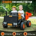 thumbnail image 3 of Rock Wheels 24V7AH Ride On 2-Seater Dump Truck, 4X200W Motors, Ride On Car w/Electric Dump Bed, Extra Shovel, Parent Remote Control, LED Lights, Steam Spray, Helmet, 24" Spacious Seat - Orange, 3 of 9