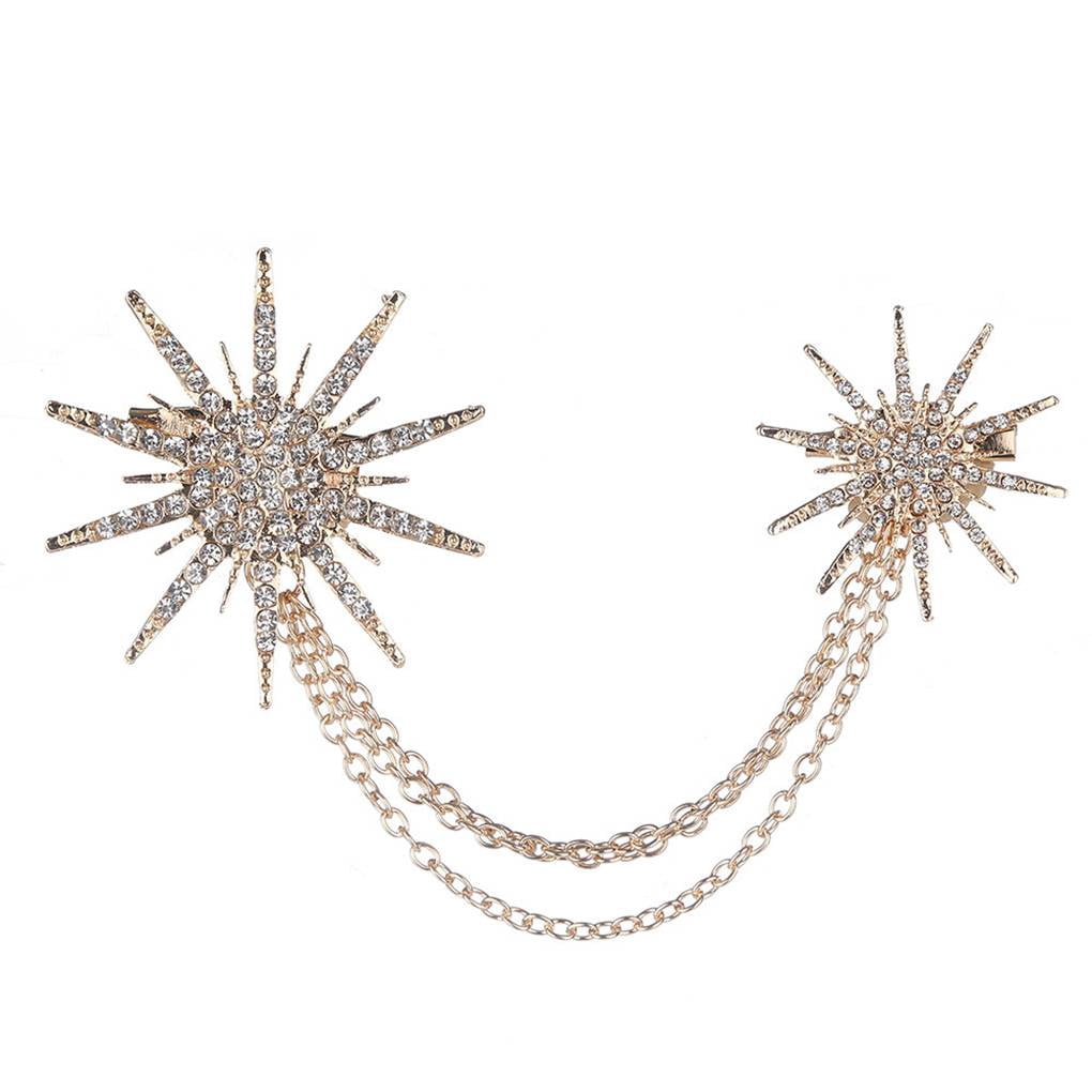 Broche Strass Flocon De Neige En Alliage - Décoration élégante Pour Manteau, écharpe, Tenue De Fête - Bleu, Vert, Blanc - 8
