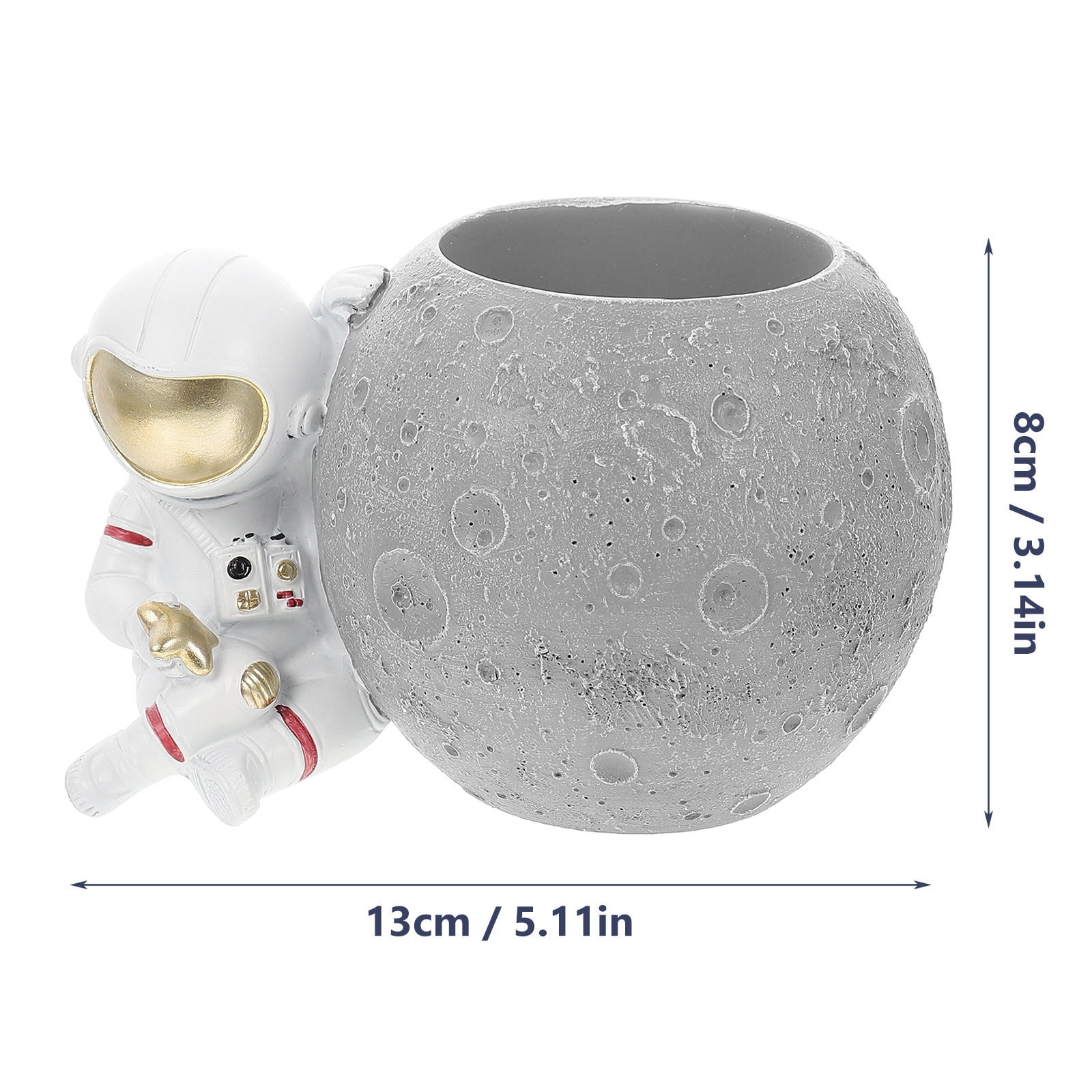 BESTYASH Grey Astronaut Resin Pencil Cup, Funny Pen Holder for Desk Organizer and Office Accessories, 5.5 Inch Storage Container