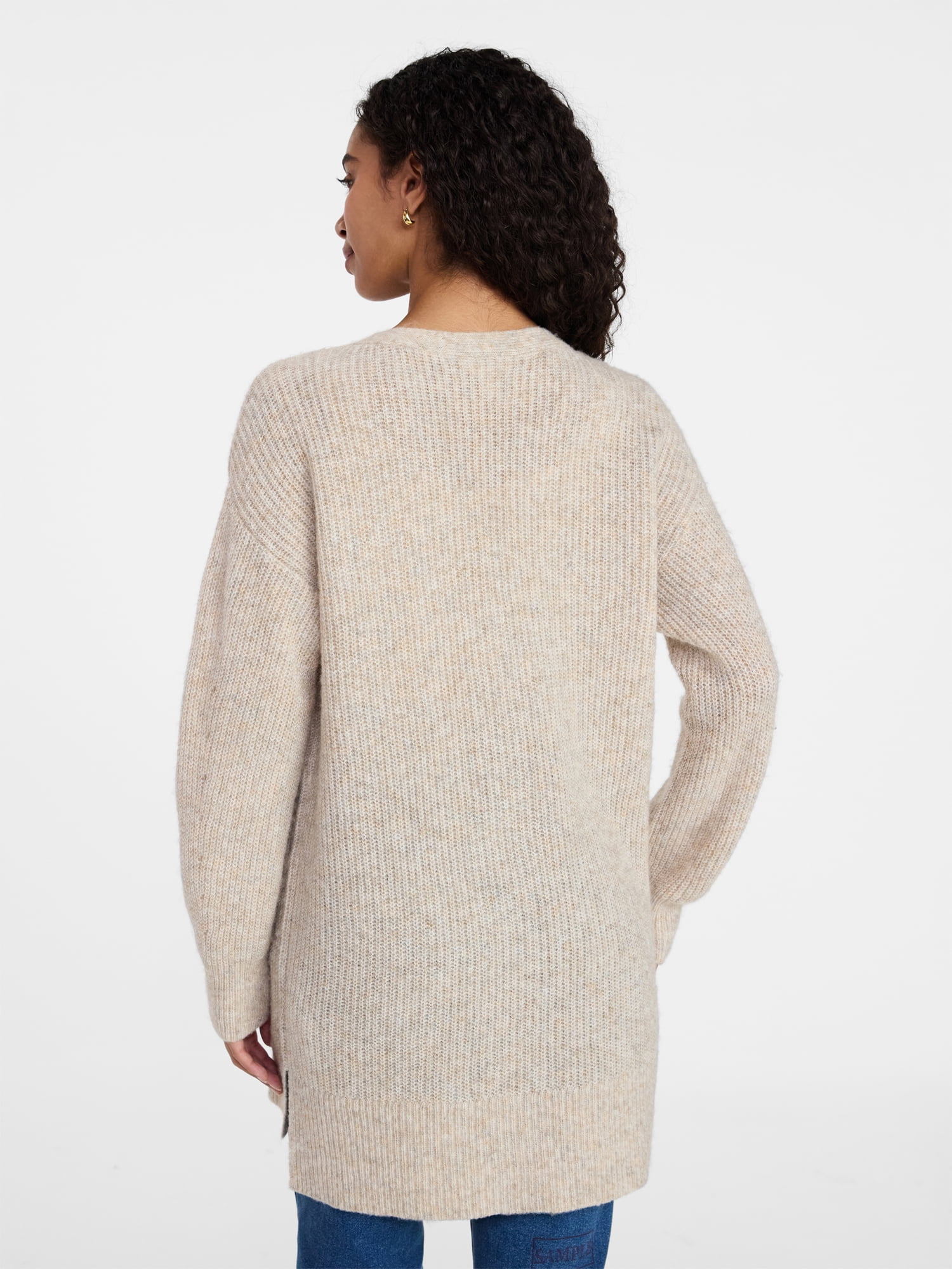 Time and Tru Women's Open Front Cardigan Sweater with Long Sleeves, Sizes XS-XXXL