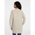 thumbnail image 4 of Time and Tru Women's Open Front Cardigan Sweater with Long Sleeves, Sizes XS-XXXL, 4 of 6