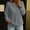 Gray, variant on Women Top Sevevn Henley Notched Neck Loose Fit Waffle Knit Fabric Drop Shoulder Long Sleeve Ribbed Cuffs Pullover For Daily Office Casual Wear