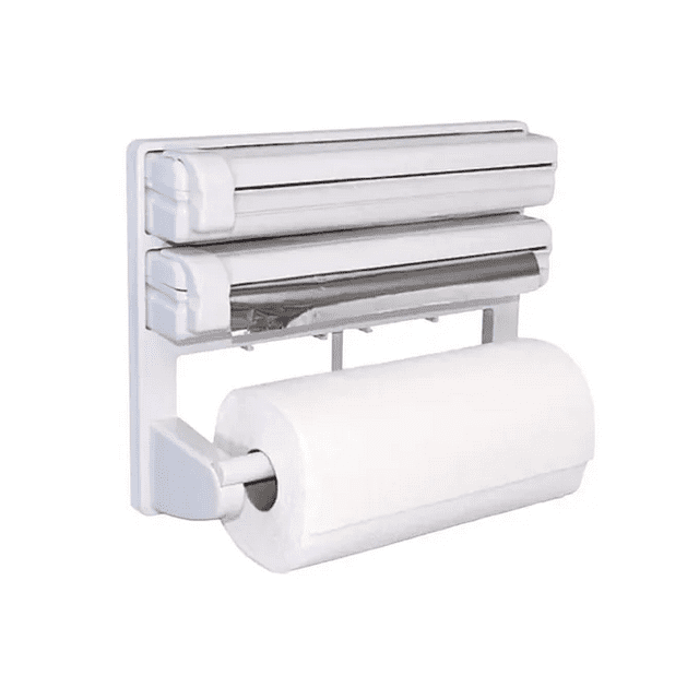 Dispensador 3 En 1 Cocina Servitoallas Aluminio Papel Film Xtellar blanco