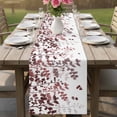 thumbnail image 4 of Leaves Table Runner 72 Inches, Pink Brown Summer Botanical Bed Runner Dresser Scarves Tabletop for Indoor Outdoor Parties/Ceremony/Banquet, 14" x 72", 4 of 8