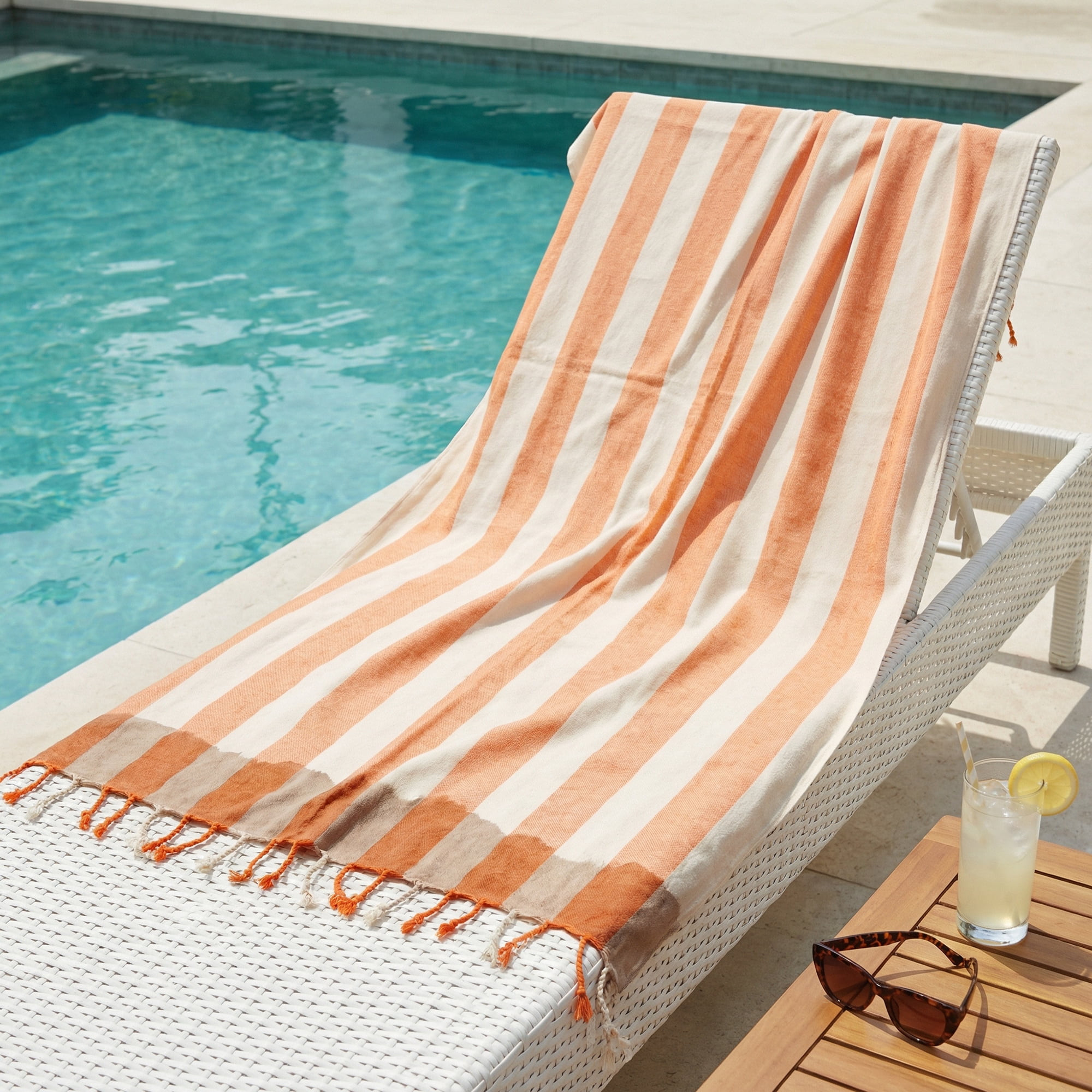 Unique Bargains Stripe Lightweight Absorbent Quick Dry Beach Towel Orange 71" x 40"