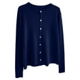 thumbnail image 1 of Timegard Hauts pour Femmes Automne Col Rond Boutons Manches Longues Chandails Confortables Couleur Unie Hauts Décontractés Mode, 1 of 3
