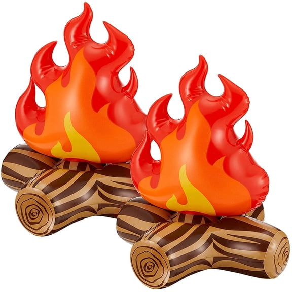 Inflatable Fake Campfire Camping Props Bonfire Party Decor Campfire Party Decorations Artificial Flame for Indoor Camping Classroom Decor Overnight and Scene Setting(2 Pieces)