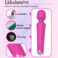 thumbnail image 4 of Rulwuck Powerful personal wand massager with 20 vibration modes, 8-speed body massager, cordless charging, quiet handheld electric back massager,rose red,Silicone ABS,Mini wand massager, 4 of 8