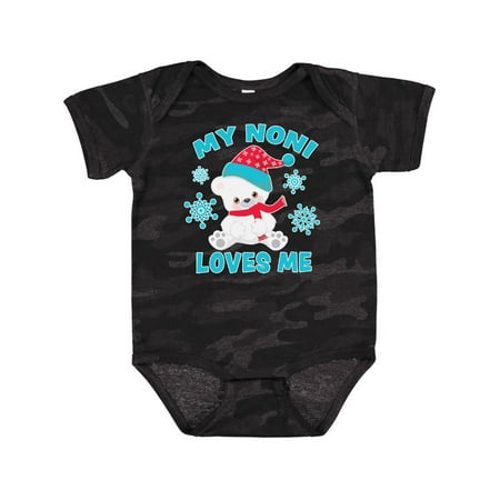 

Inktastic Polar Bear My Noni Loves Me in Santa Hat with Snowflakes Gift Baby Boy or Baby Girl Bodysuit