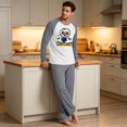 thumbnail image 4 of Raglan Long Sleeve Halloween Pajama Top Matching Straight Leg Sleep Pants Drawstring Elastic Waist Loungewear For Men, 4 of 6