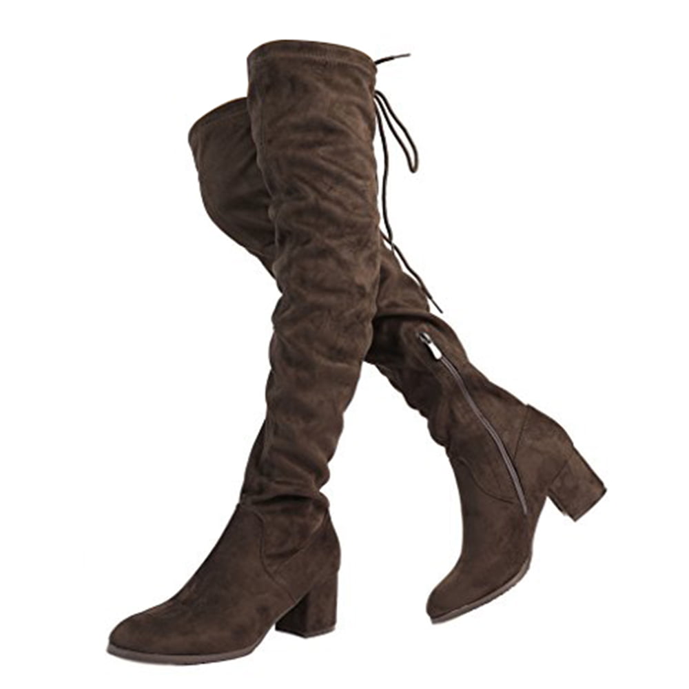 DREAM PAIRS Womens Fashion Over The Knee Heel Boots