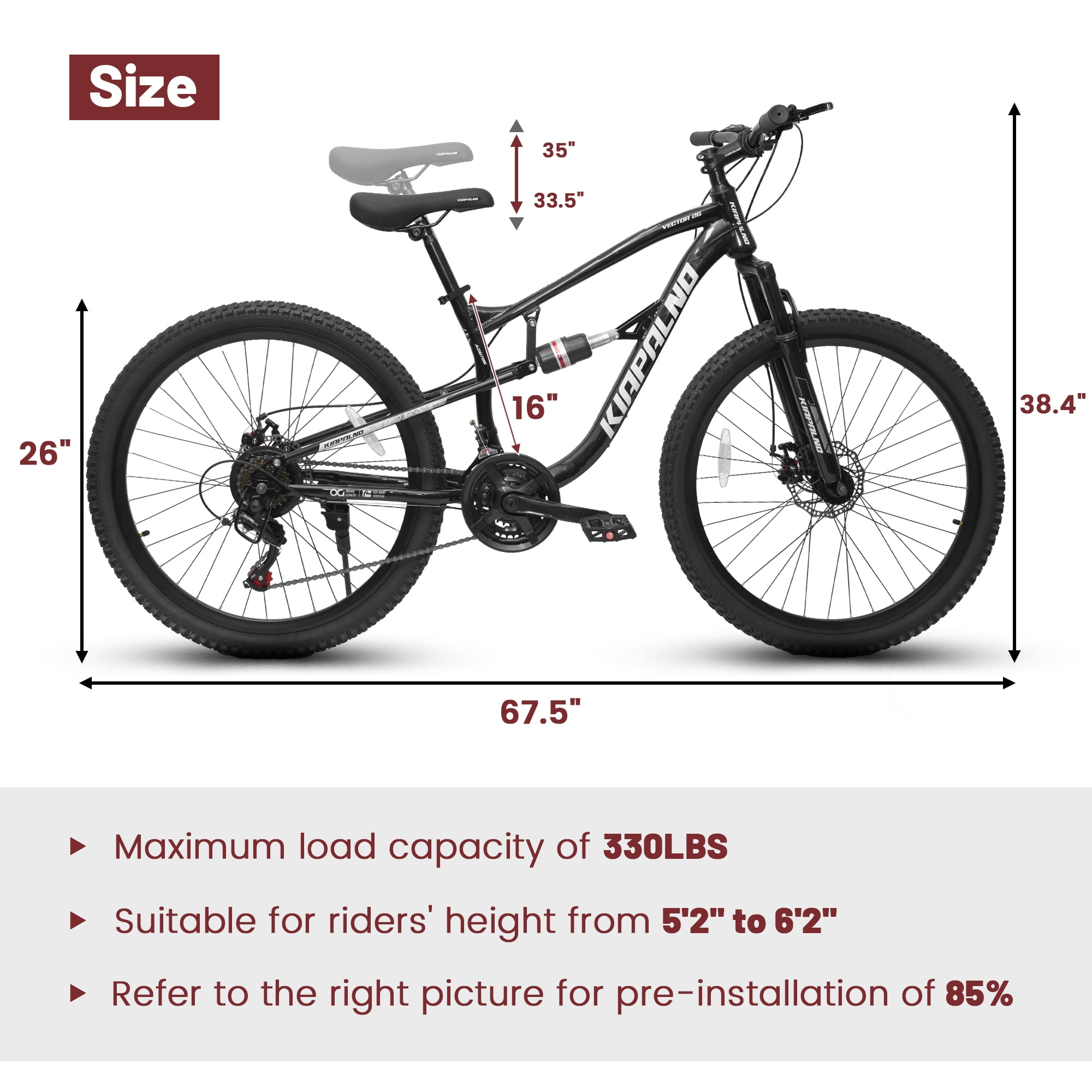 Ecarpat 26 inch Mountain Bike Full Suspension, 21 Speeds Dual Disc Brake Men Boys Bike for 10+ Years, Carbon Steel Frame, Trail Beach Snow Commuter City Bikes, Birthday Gift Choice