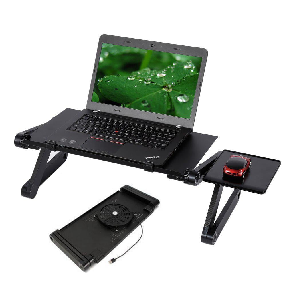 Adjustable foldable laptop Notebook desk Table W/ Fans Stand Portable Bed Tray M 