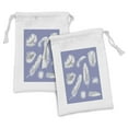 thumbnail image 1 of Feather Fabric Pouch Set of 2, Fluffy Feathers Plumage Hand Drawing Illustration, Small Drawstring Bag for Toiletries Masks and Favors, 9" x 6", Lavender Blue Grey, by Ambesonne, 1 of 2