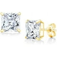 thumbnail image 4 of Paris Jewelry Aretes de Botón Cuadrados de 1 Quilate con Zafiro Blanco de Oro Amarillo de 18 Quilates | Obsequio de Joyería, 4 of 5