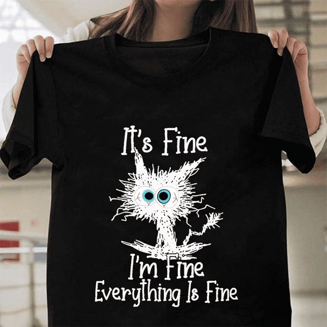 Its Fine Im Fine Everything Is Fine T-Shirt Imprimé Chat Drôle pour Hommes et Femmes Haut Décontracté Chat Drôle Été Manches Courtes Shi TTP Violet/https://ae01.alicdn.com/kf/sdc70ec751dc4a72b5b1ba58da7b3d11