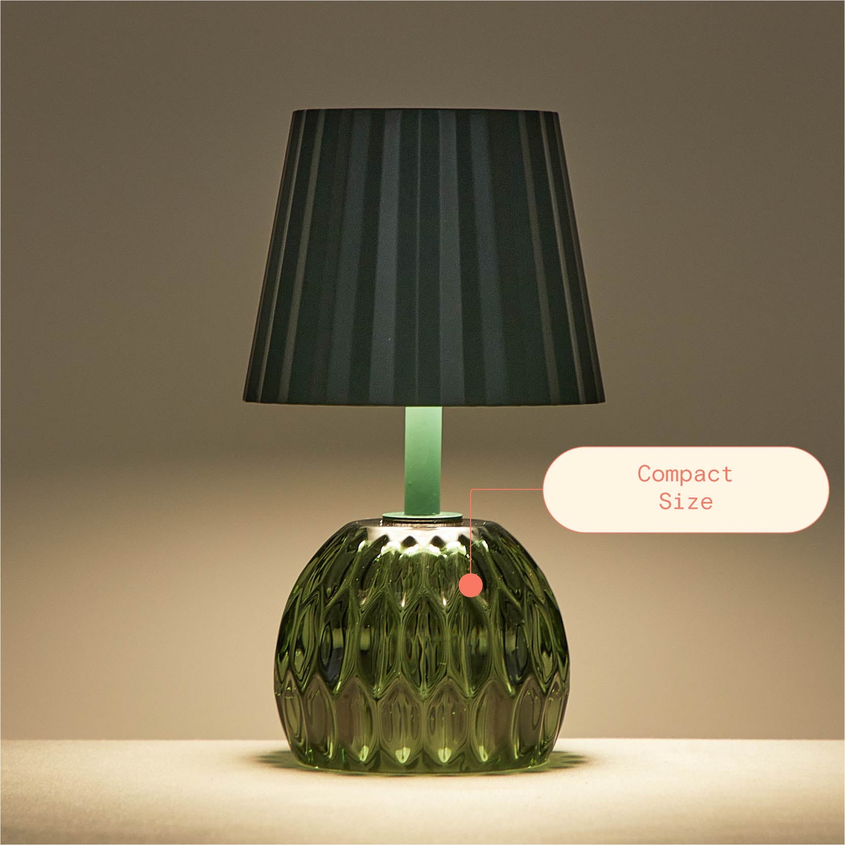 Beautiful Portable Rechargeable Thyme Green Table Lamp by Drew Barrymore, 7.9" H