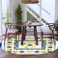 thumbnail image 4 of Mediterranean Style Lemon Washable Round Area Rug 8 ft, Blue Floral Blue Border Countryside, Soft Non Slip Rugs Stain Repellent Indoor Felt Carpet for Living Dining Room Bedroom Home Office, 4 of 9