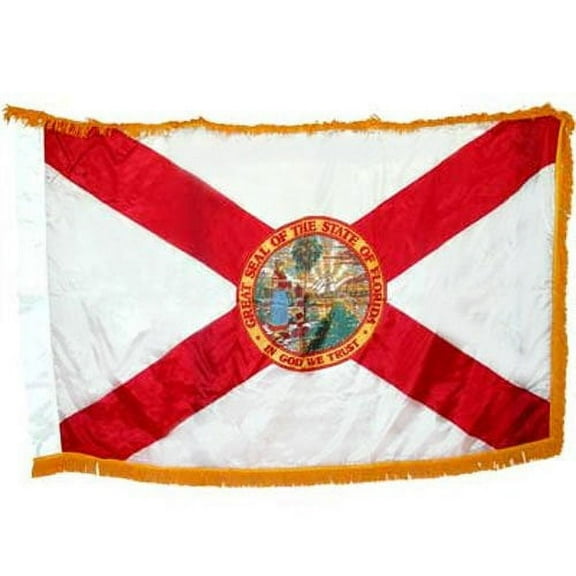 Valley Forge Florida Spec Flag 3x5 Foot Spectramax Nylon With Pole Hem & Fringe