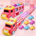 thumbnail image 6 of SPOORYYO Car Toys For Age 2 3 4 5 6 7 Year Girl Toddler Foldable Track 2 Player Race Mode Game Light Sound Push Transport Carrier Truck With 6 Princess Car, 6 of 9