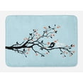 thumbnail image 1 of Engagement Party Bath Mat, Happy Bird Couple Perching on Tree with Heart Shaped Flowers, Plush Bathroom Decor Mat with Non Slip Backing, 29.5" X 17.5", Pale Blue Orange Black, by Ambesonne, 1 of 2