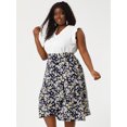 thumbnail image 4 of Women's Plus SizeLine Midi Skirt Boho Chic Ruffled Hem Floral Wrap Skirt Dark Blue 1X, 4 of 6