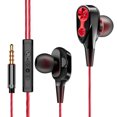 thumbnail image 4 of Auriculares Ygjytge Música 3 5 Mm Con Graves Profundos en La Oreja Deportivos Con Cable Y Micrófono Rojo, 4 of 9