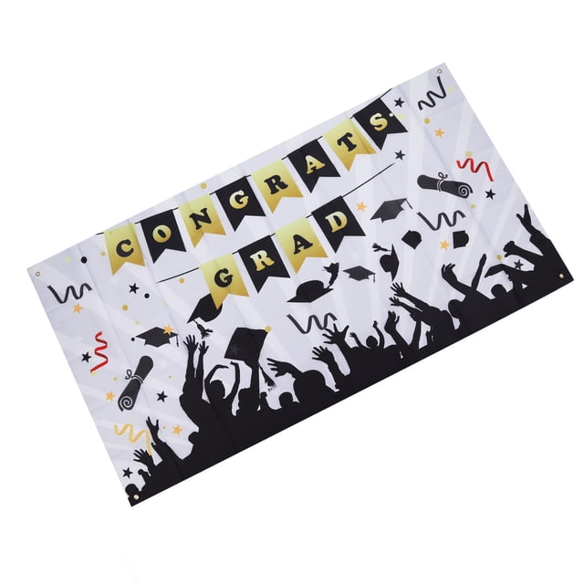 Graduation Banner, 71x38in 4 Eyelets Wide Application Graduation Backdrop Digital Printing For Party 003,005,006,007