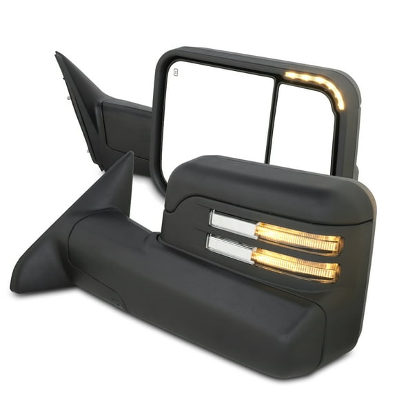 AKKON - Fits 2009-2018 Dodge Ram 1500 2500 3500 Power Heated Manual Folding Extendable Mirrors Pair w/ LED Turn Signal