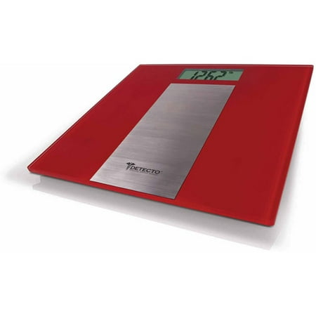 UPC 047162011147 product image for Detecto Glass LCD Digital Scale with Stainless Steel Accent, Red, D114 | upcitemdb.com