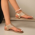 thumbnail image 4 of ssuyfkrb Gold Sandals,Comfortable Sandals for Women,Womens Sandals,Open Toe,Sequin,Flat Heel,Casual,Gold,2XL, 4 of 9