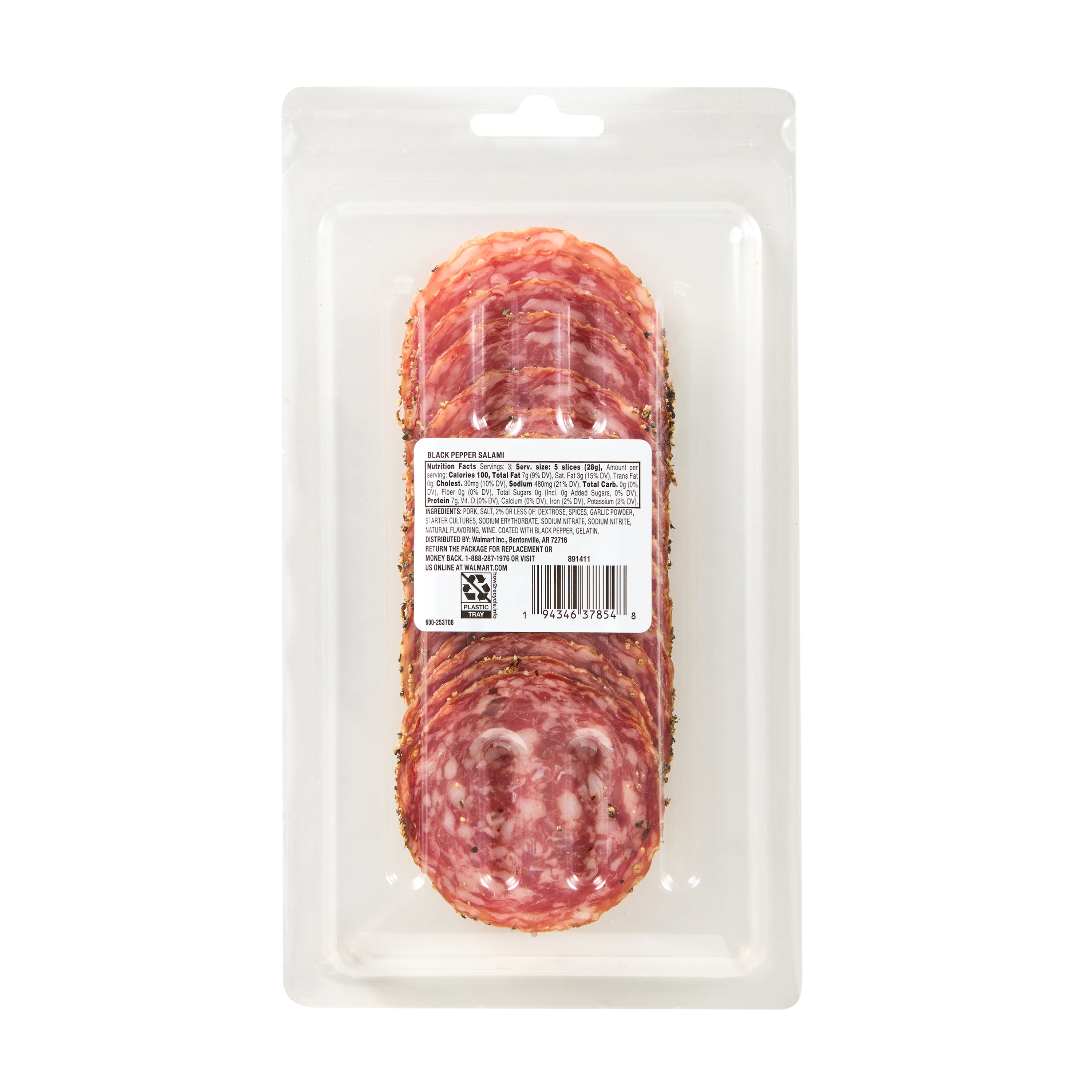 Prima Della Sliced Peppered and Salami Ready to Eat Charcuterie Meat, 3 oz Plastic Tray