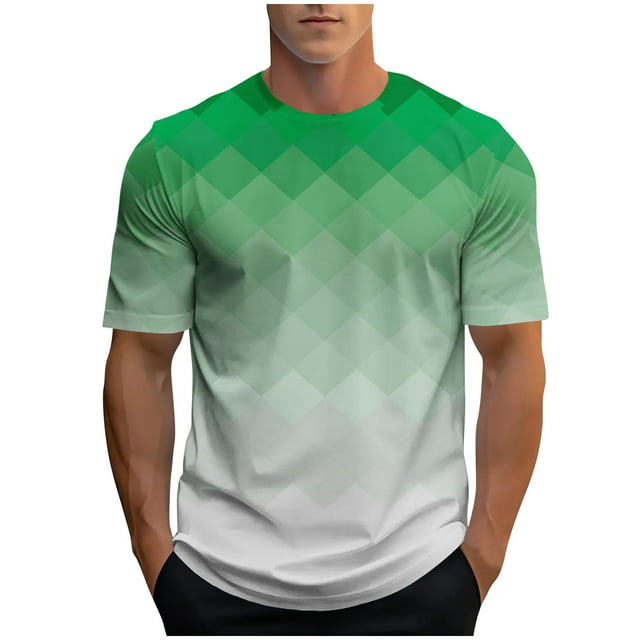 WRKEKC Chemises à Manches Courtes pour Hommes Mode Décontractée Imprimé Rayé T-Shirt Athlétique Manches Courtes Col Rond Haut Graphique Confortable