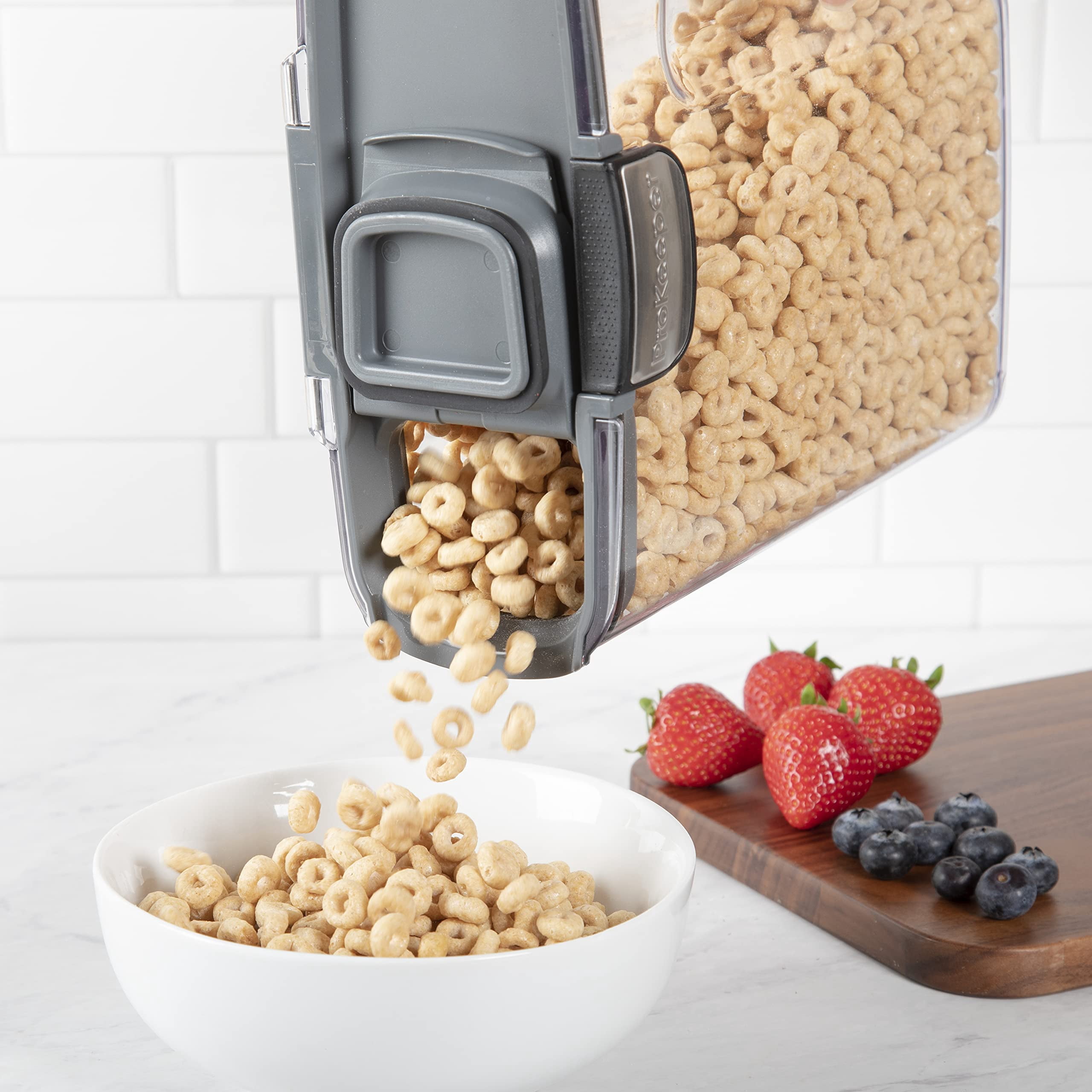 Progressive International ProKeeper+ Clear Plastic Airtight Food Baker's Kitchen Storage Organization Container Canister Set with Magnetic Accessories, 2- Piece Set (Cereal 4.2-Quart)