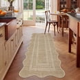 thumbnail image 4 of Nanan 2'x6' Scalloped Jute Runner Rug Natural Solid Rug, Farmhouse Washable Rug Non-Slip Indoor Carpet for Hallway Bedroom Kitchen, Linen, 4 of 8