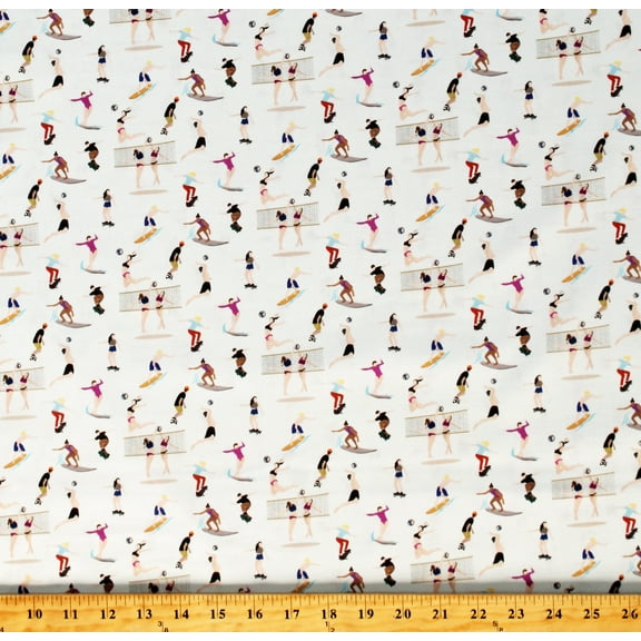 Cotton Sports Volleyball Surfing Skateboarding Summer Mint Cotton Fabric Print by the Yard (S4730-79Seafoam)