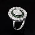 thumbnail image 4 of 1.00 CTW Natural Diamond Polki Cocktail Ring 925 Sterling Silver with Green Enamel Women Mother's Day Gift Jewelry, 4 of 5