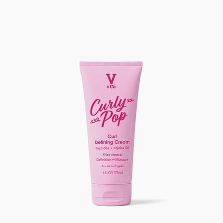 V&Co. Beauty Curly Pop Curl Defining Cream – Curl Cream for Curly Hair, Anti Frizz & Moisturizing Hair Care with Peptides & Jojoba Oil, 6 fl oz