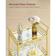 thumbnail image 4 of DreamyHM Bar Cart, Home Bar Serving Cart, Small Bar Cart with 3-Tier Shelf, Wine Holders, Glass Holders, Bar Cart for Small Spaces, Kitchen, Living Room, 15 x 23.6 x 36.2 Inches, Gold, 4 of 5
