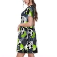 thumbnail image 2 of Easygdp Football para Vestido Transpirable de Mujer, Vestido Suelto de Manga Corta con Pliegues y Bolsillos para el Verano, 2 of 6