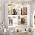 thumbnail image 3 of Homieasy Closet System with 2 Sets, 72'' Freestanding Closet Organizer with Corner, Wood Wardrobe Closet with Drawers and Hanging Rods, Heavy Duty Garment Rack for Closet/Bedroom, White, 3 of 8