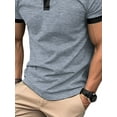 thumbnail image 3 of Frontwalk Men Summer Tops Button T Shirts Short Sleeve Polo Shirt Mens Slim Fit T-shirt Lapel Neck Tee Gray 3XL, 3 of 4