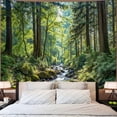 thumbnail image 5 of Sunlit Forest Stream Landscape Tapestry, Tranquil Nature Wall Hanging for Room Decor, Peaceful Woodland Home Decor 50L x 60W, 5 of 7